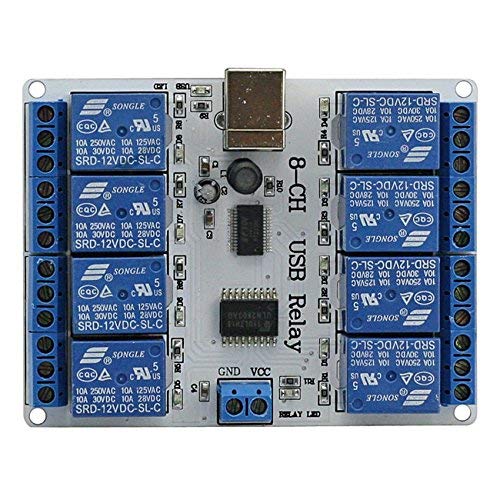 SainSmart USB Eight Channel Relay Board for Automation - 12 V