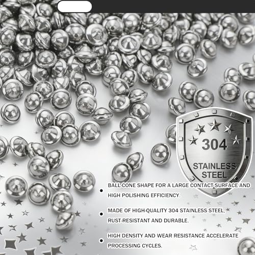 2 Lb 1/8" 304 Stainless Steel Tumbling Media Ballcone Shot Jewelry Tumbler Finishing, Anti-Rust, Jewelry Making, Polishing, Metal Finishing in Rotary and Vibratory Tumblers