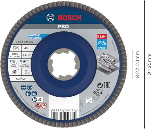 Bosch Professional 1 x Flap Disc X571 Best for Metal X-LOCK (for Metal, Diameter 125 mm, P 40, Angled Design, Accessories Angle Grinder) Ø 125 mm Grit 40