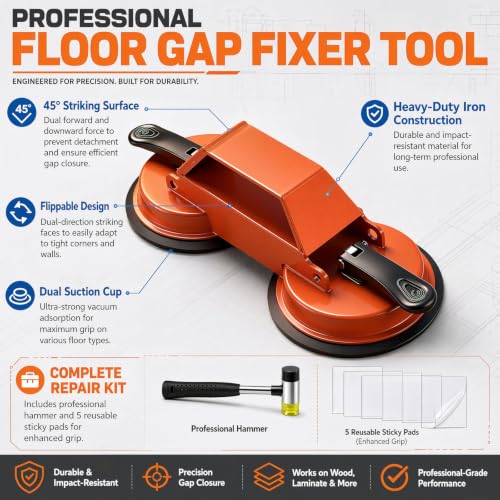 Floor Gap Fixer Tool, 45° Striking Surface, Dual Suction Cup