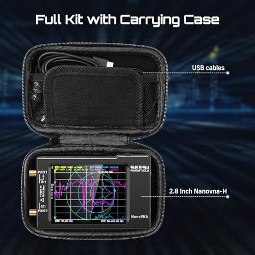 SEESII NanoVNA-H Antenna & Vector Network Analyzer 9KHz-1.5GHz with 2.8" EVA Protective Case, Waterproof & Shockproof, Measures S-Parameters, SWR, Phase, Delay, Smith Chart, HW3.7 Color: NanoVNA-H with 2.8" EVA Case