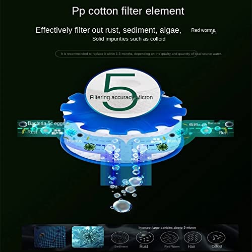 Water Filter Tap Water Treatment Drinking Water with 6 Pieces PP Cotton Filter Element 360° Rotatable 1 Water Filter Faucet with 6 filter elements
