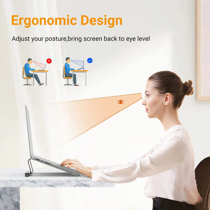 Laptop Stand for MacBook Aluminum Cooling Ergonomic Computer Riser Holder BSL901G Grey - BSL901G