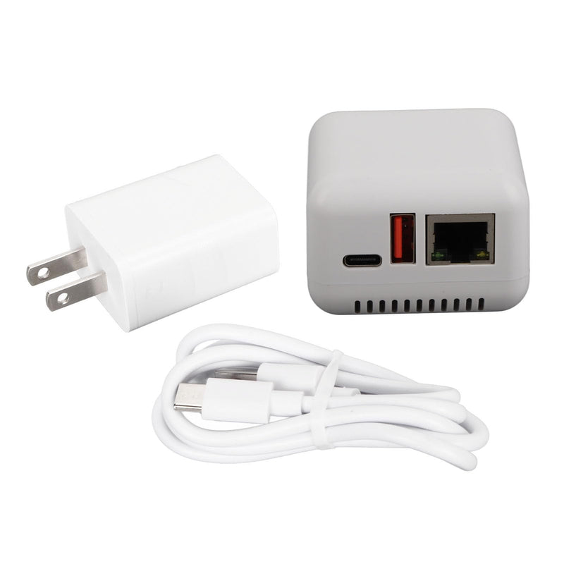 Denash USB 2.0 Network Print Server, Plug and Play LAN USB Print Server Adapter, USB 2.0 Port Network Print Server for Linux 3.4 for Wins or Later, for Android, for iOS US Plug 100 to 240V