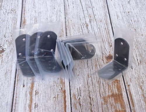 8Pcs Heavy Duty Corner Braces Solid Metal 90 Degree Joints Support Right Angle Brackets 3mm Thick Black, 65x65x38mm Corner Bracket Fastener for Wood Wall Shelves 65mmx65mmx38mm/2.6"x2.6"x1.5"