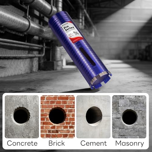 2" Core Drill Bit with Pilot Bit & Adapters(SDS Plus and 1/2" Hex), 5/8"-11 Thread, 9.5" Depth, Upgraded-Welded Segments Diamond Core Bits for Concrete, Masonry, Brick Block 2 in