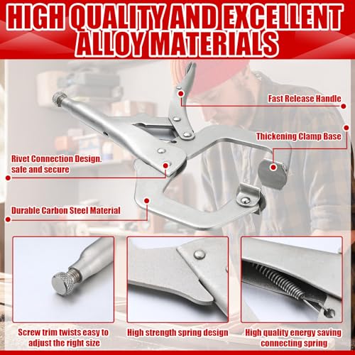 Yexiya 10 Pcs Locking C Clamps, Adjustable with Swivel Pad, 10 Pcs, 4 Inch
