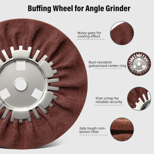8" Airway Buffing Wheels for 4.5" Angle Grinder, 11PCS Buffer Polisher Wheel for Car, Aluminum Metal Polishing Wheel Pad and Compound Kit for Mirror Finish (5/8" Arbor Hole)
