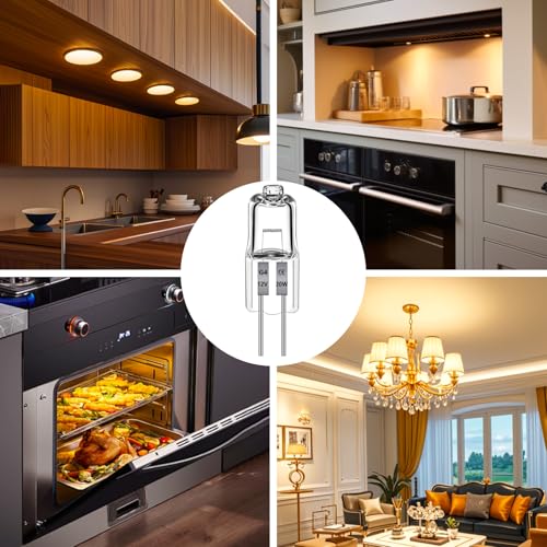 Morotty G4 Halogen Light Bulb 20W 12V 2700K Warm White Pack of 12 | 240 lm halogen lamp, up to 300 °C, dimmable, for cooker hoods, ovens, microwaves 20 Watt