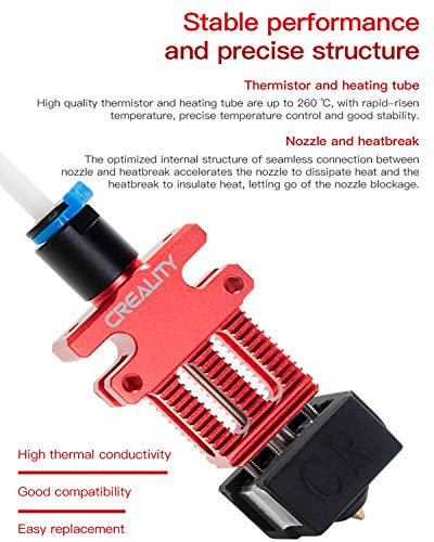Creality CR-6 SE 3D Printer Parts Hotend Kit, Aluminium Alloy Extruder Hotend Nozzle Kit, with Teflon Tube, MK Nozzle, Heat Block and Silicone Sock for 3D Printer CR-6 SE/CR-6 MAX/CR-5 Pro