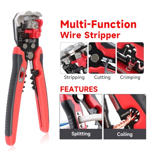 HKS Ferrule Crimping Tool Kit - Hexagonal Ferrule Crimper Plier (AWG 23-7) with Muti-use Wire Stripper & 1900Pcs Wire End-Sleeves Terminals Kit in Box Crimper 10-6+1900PCS+Stripper&Toolbox