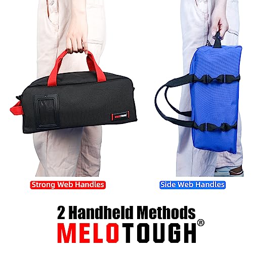 MELOTOUGH 16 Inch Tool Bag Canvas Tool Tote Bags with Zipper Heavy Duty Portable Tool Bag Organizer+14 Inch Tool Tote Bag with Zipper Utility Small Tool Storage Bags for Electrician,Technician