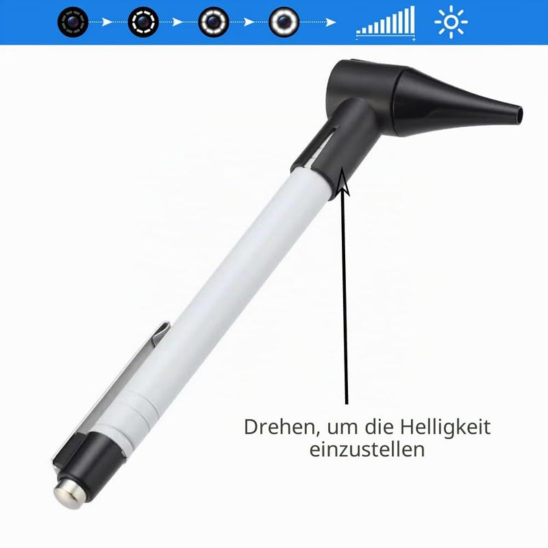 Slimline Stainless Steel Hand Otoscope with Soft LED Light and 7 Specula Tips for Kids, Adults, Pets, Animals silver colors