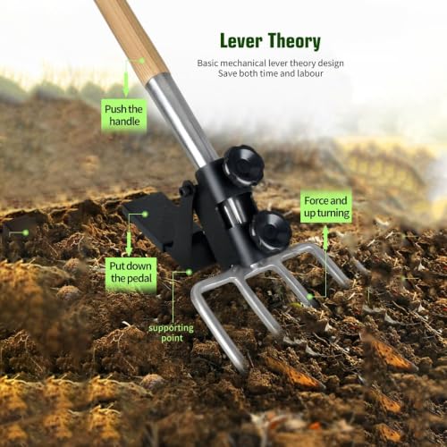 Spade and Fork Digging Assistor, Carbon Steel Soil Loosening Pedal Attachment, 1.77 in Clamp for Garden Fork or Shovel