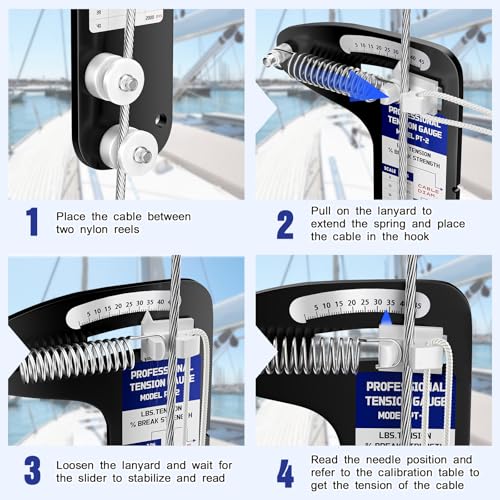 PT-2 Sailboat Rigging Tension Gauge, 2000 lbs