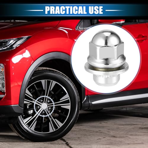 20 Pcs Wheel Lug Nuts Compatible for Mitsubishi Eclipse for Chrysler Sebring, Durable M12 x 1.5 Carbon Steel Silver Tone Tire Lugnuts 20