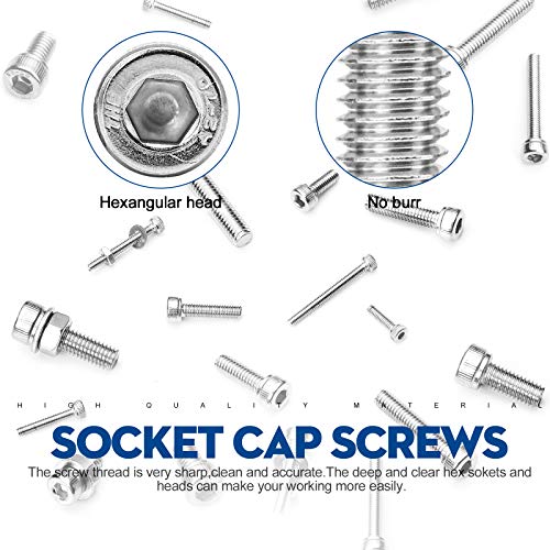 NINDEJIN 880Pcs Screw Nuts and Bolts Assortment Kit, M2 M3 M4 M5 Metric Bolts and Nuts and Washers Set, 304 Stainless Steel Precise Hex Socket Head Cap Machine Screws Set with Allen Wrenches M2 M3 M4 M5 880