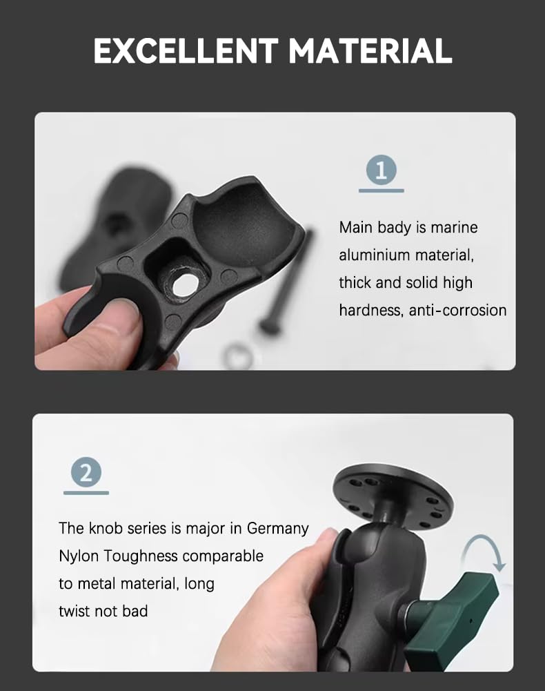 Strg Double Socket Arm for 1.5 Inches/ C Size/ 38mm Ball Mounts Accessories, 3.4'' Length Aluminum Short Arm Powerful Clamp Compatible with RAM Mount, iBolt and More 3.4" Long (A)