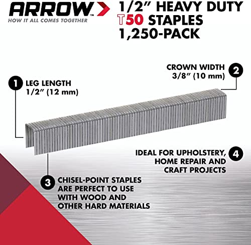 Arrow ET501C Cordless 5-in-1 Professional Staple and Nail Gun & 18-Gauge Steel Brad Nails for Molding, Cabinets, Framing, Trim, and Finishing, 1000 Pack & Heavy Duty T50 1/2-Inch Staples, 1250-Pack Staple and Nail Gun + Brad Nails + Staples