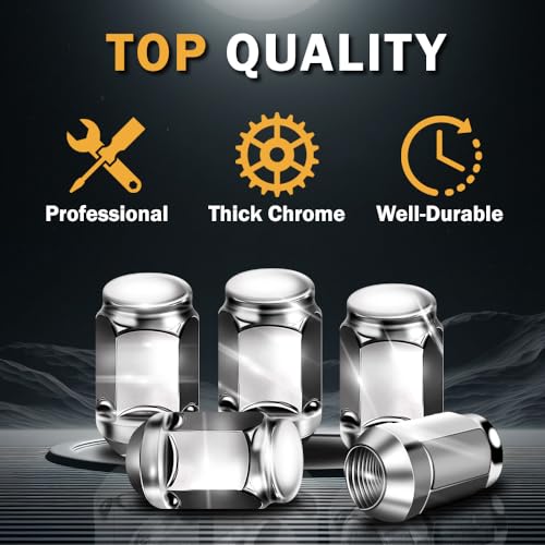 1/2-20 Lug Nuts Replacement for Wrangler 1987-2017 Liberty 2002-2012 Grand Cherokee 1993-2010 Chrome 19mm Hex 1.38" Tall 1/2"-20 Closed End Wheel Lug Nuts 20pcs 1/2"-20-20pcs