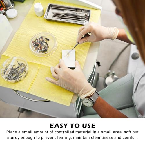Dental Bibs, Pack of 125, 33 x 45 cm, Tattoo Tablecloths, Patient Napkins, Dental Napkins, Waterproof Tattoo Piercing Bibs for Hospitals Studios, Tattoos, Practices (Yellow)