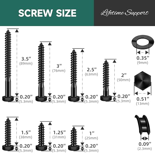 (12Sets) 5/16" x 2-1/2" Hex Head Lag Bolts & 74Pcs 5/16 Hex Head Lag Bolts Screws Assortment Kit, Heavy Duty Lag Screws with Washers, 304 Stainless Steel, Bolt for Wood, Partial Thread