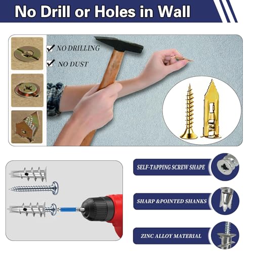 310PCS Self Drilling Drywall Anchors with Screws Kit, Wall Anchors for Drywall, 5-Sizes Metal Expansion Bolt for Dry Wall,155 PCS Sheetrock Anchors and 155 PCS Screws-No Drill Needed 310