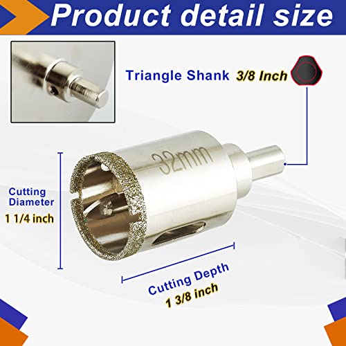 1 1/4 Inch Diamond Hole Saw + 3 1/2 Inch Hole Saw Diamond for Porcelain Tile, Stone, Ceramics Pot, Marble and Granite, Wet Use