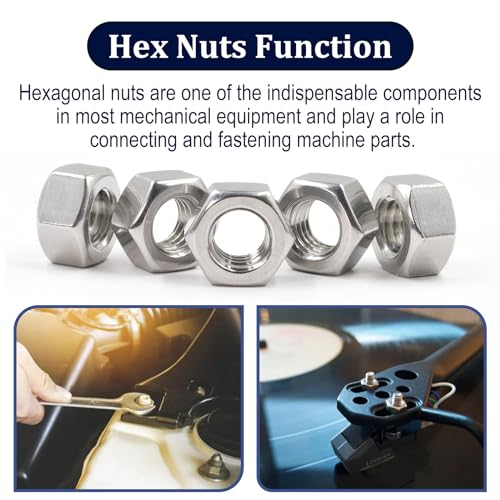 ZQZ 130 Pack 1/4"-20 Hex Nuts + ZQZ 25 Pack 1/2"-13 Hex Nuts, 304 (A2-70) Stainless Steel Hardware Nuts, Standard Inch Coarse Thread Nuts