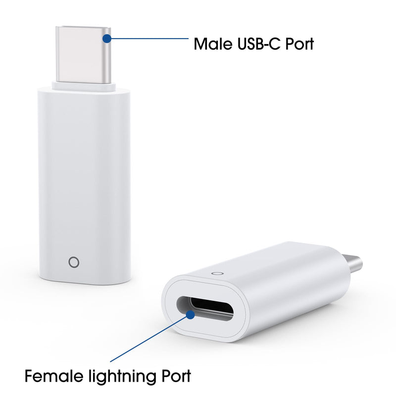 TechMatte USB C Pencil Adapter Designed for Apple Pencil 1st Generation, Only Compatible with iPad 10th Generation,Male USB-C to Female Lightning Pencil Charging Adapter, Bluetooth Connection(2Pack) two pieces
