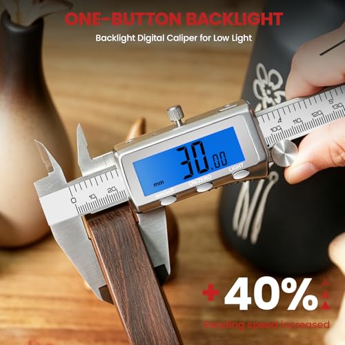 Digital Caliper, Rechargeable Calipers 12 inch with Backlight LCD Screen, All Metal Caliper Measuring Tool with MM/in/F Conversion, Auto Off Micrometer for Jeweler/Woodworking/DIY/Household 12 IN