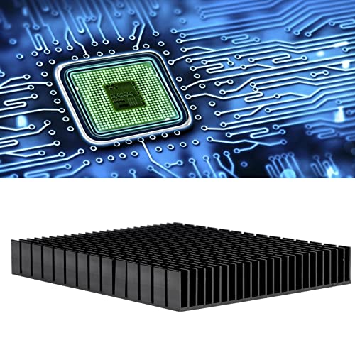 Smart Aluminum Heatsink, Electronic Component, Heatsink, Design, 150 x 120 x 20 mm, for CPU Amplifier, PCB Board (Black) black