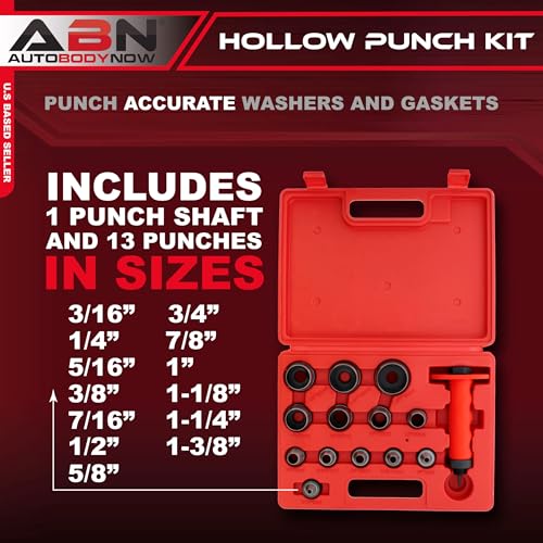 ABN Hollow Punch Kit Leather Punches Tools Hole Punch Set Gasket Punch Set Gasket Cutter 3/16 to 1-3/8in (5-35mm)