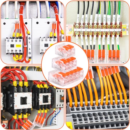 Cable Connectors Cable Clamps Electric, Pack of 60 | 4 mm² conductor clamp luster terminals connection clamp quick connection terminals electrical installations connection orange