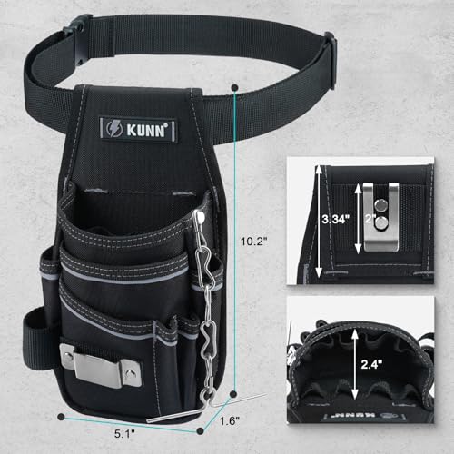 KUNN Tool Pouch,7-Pocket Electrician Pouch with Belt Clip & 2-Inch Work Tool Belt
