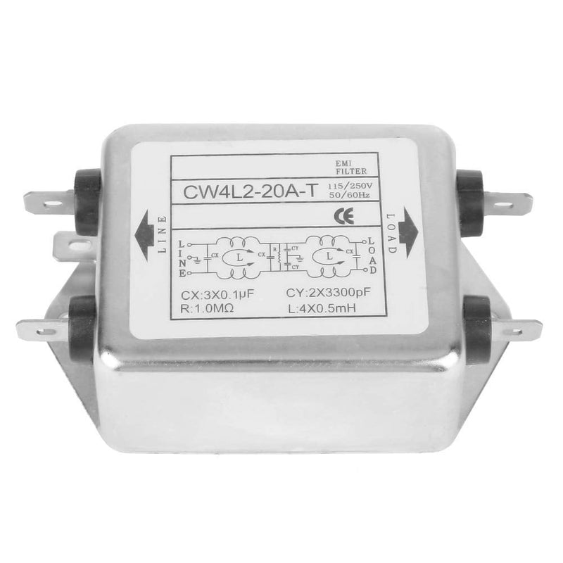 Line Filter 230V, Power Emi Filter 20A, CW4L2-20A-T, Line Filter Single Phase Filter, EMI Power Filter, 115V/250V 20A 50/60Hz, Electromagnetic Interference Filter
