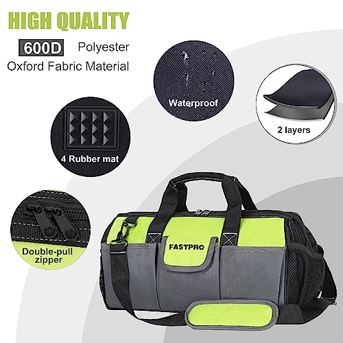 FASTPRO 14-Inch &16-inch Wide Mouth Open Storage Tool Bag, Tool Organizer with With Adjustable Shoulder Strap