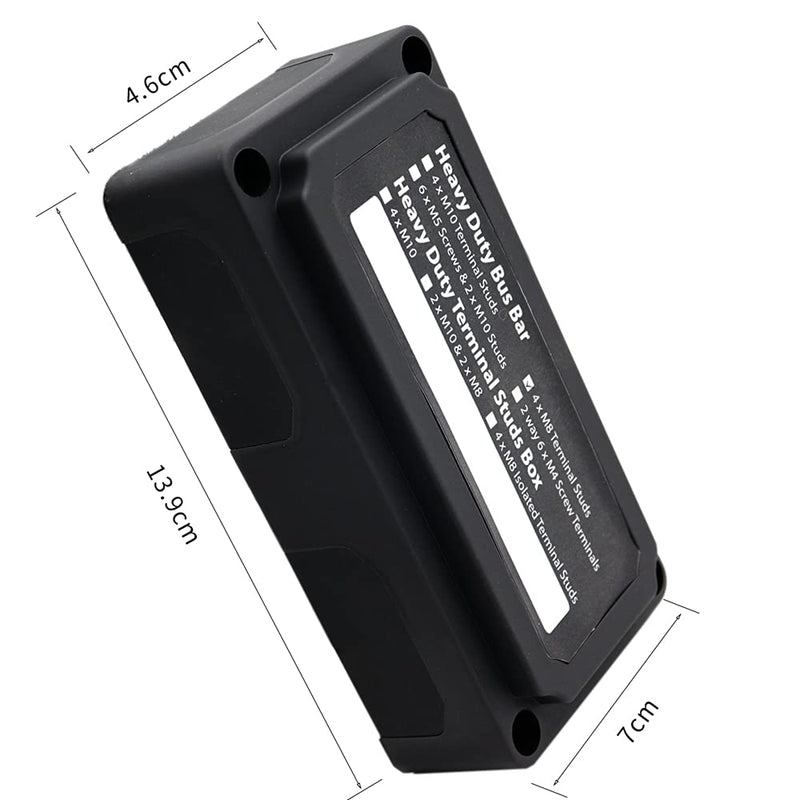 300A Busbar 12 V - 48 V DC Distribution Rail Brass Off-Road Vehicle Mass Distributor Boat Wire Box Camper Busbar Box M10 3/8 Nuts Busbar Black 300A M10(3/8")