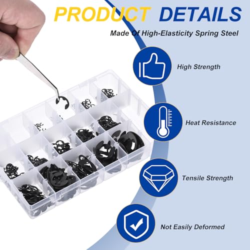 1050Pcs M1.5-M22 External Retaining Ring E Clip Snap Rings 1050