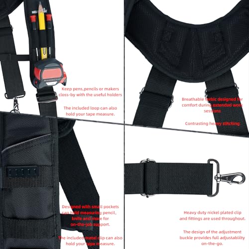 MELOTOUGH Tool Belt Suspenders Construction Bag Suspenders, Nail and Screw Organizer Bag for Electricians and Carpenters