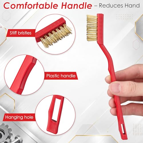 Reallnaive 150 Pcs Mini Wire Brush Set 7" Stainless Steel Nylon Brass Brush