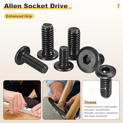 METALLIXITY Flat Head Hex Socket Cap Screw M8-1.25x20/25/30/35/40 25Pcs Black M8-1.25x20/25/30/35/40mm 25