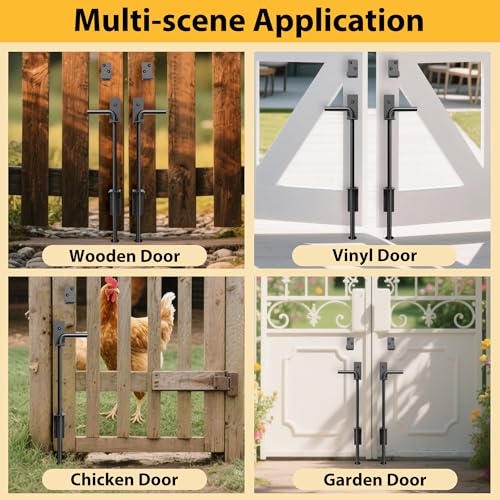 24" Heavy Duty Cane Bolts for Gates with Upgraded Square Hardware Gate Drop Rod with Black Finish for Wood PVC Vinyl Fences Gates, Double Doors-2 Pack 24Inch-2pack
