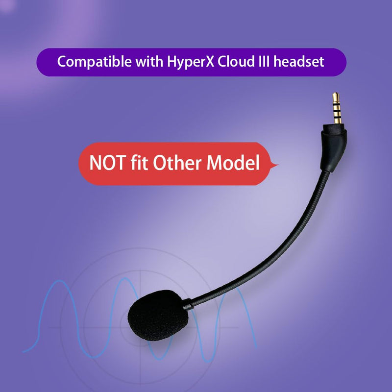 Replacement Mic Compatible with HyperX Cloud 3 Headsets, Microphone Replacement Compatible with Hyper x Cloud III Headphones