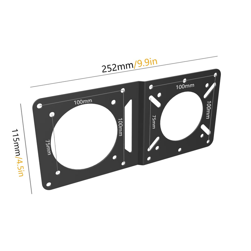 Monzlteck VESA Mount Adapter Plate for Mac mini M4 & NUC – Universal Extension Bracket for Mini PCs, Fits 75x75mm & 100x100mm VESA Monitor Arms, Securely Mount Small Computers Behind Display