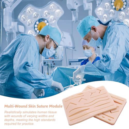 Set of 2 Training Board Silicone Suture Pads for Surgical Suture Set | Suture Practice Kit with 14 Pre-Cut Wounds | Sewing Kit Medicine for Surgical Suture Training Medical Students Veterinarians 170×120×9 mm