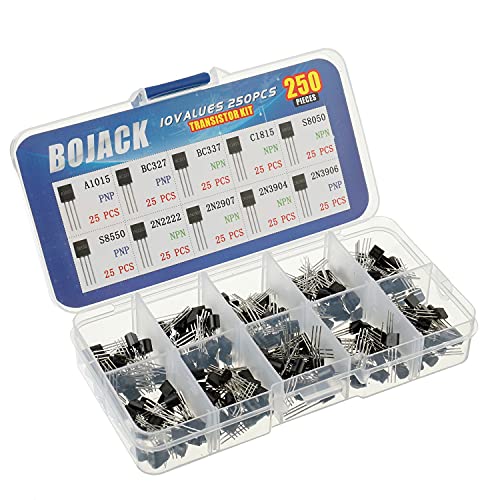 Bojack 10 Values 250pcs A1015 BC327 BC337 C1815 S8050 S8550 2N222 2N2907 2N3904 2N3906 PNP NPN Power All Purpose Transistor sortimentskIT