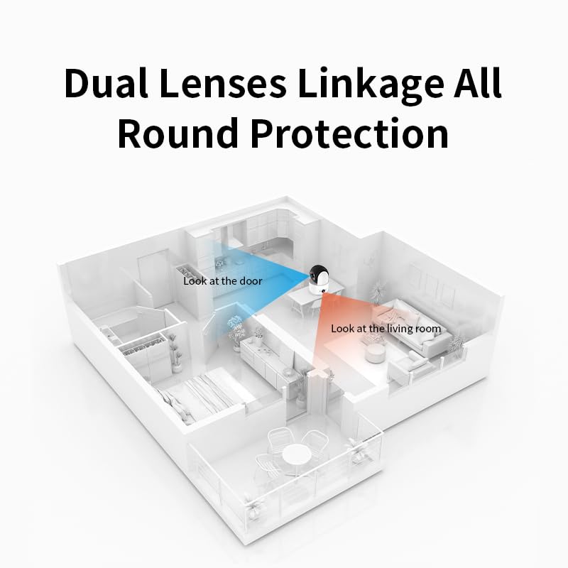 720P Dual-Lens WiFi Indoor Panoramic Camera/Dual-Lens Gun-Dome Linkage/AI Human Detection & Tracking/PTZ Pan/Two-Way Audio/Local TF Card Storage