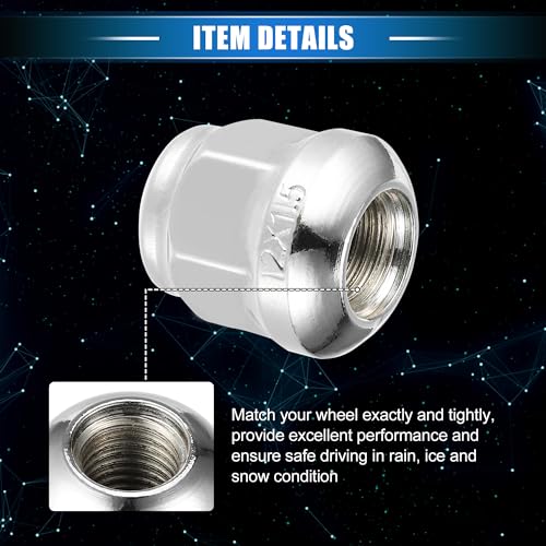 20 Pcs Wheel Lug Nuts Compatible for Honda Accord Civic, Durable Chorme Plated M12x1.5 Carbon Steel Silver Tone Tire Lugnuts 20