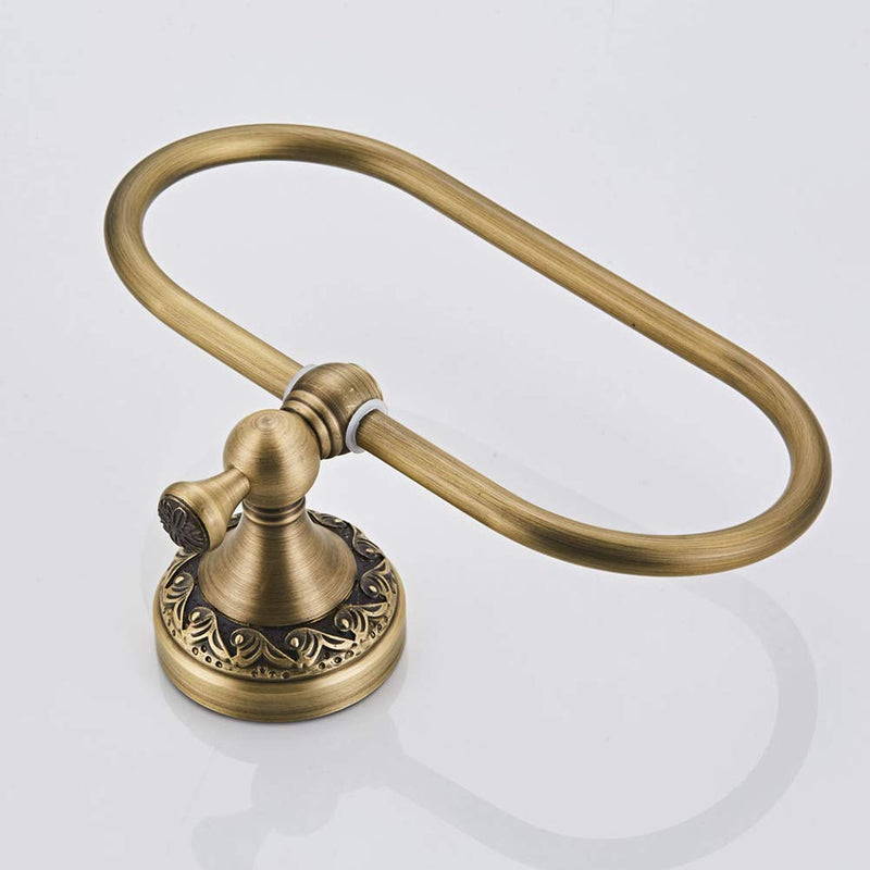 Aothpher Brass Towel Ring Oval Contemporary Bathroom Hand Towel Holder Wall Mounted,Antique Brass Finish | Antique Brushed Brass Finish,Screw-mounted,For Bathroom or Kitchen Antique Brass